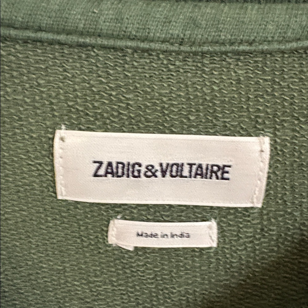 Zadig & Voltaire Green Sweatshirt w/ Butterfly and Skeleton Embroidered Sleeves - Picture 2 of 6